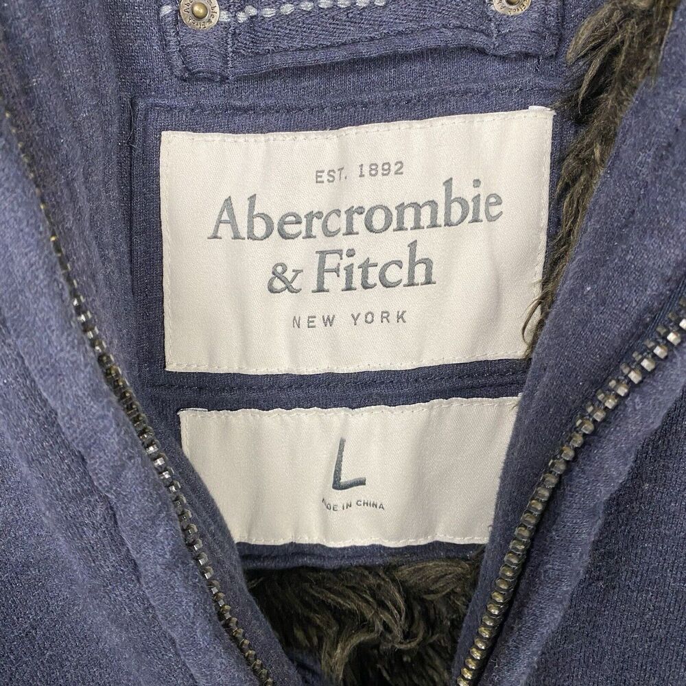Vintage Y2K Abercrombie & Fitch Fur‎ Lined Zip Hoodie Preppy Women's L - Picture 6 of 12
